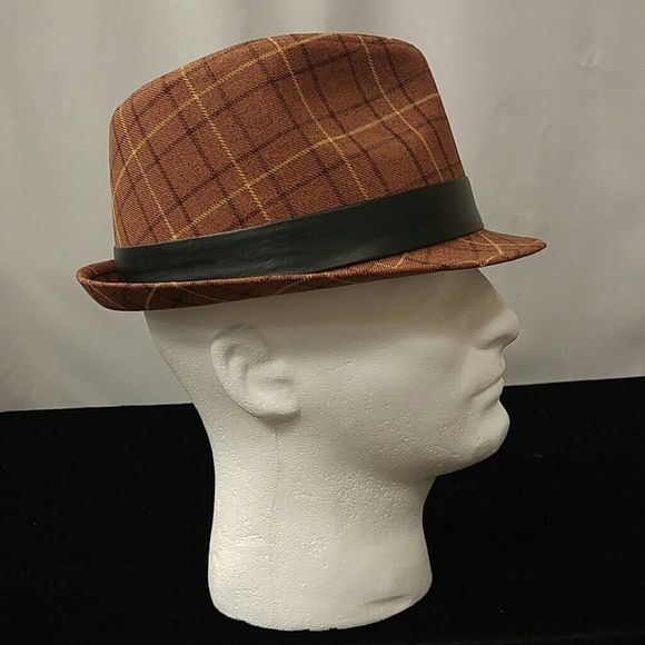 MEN'S MONTIQUE STINGY BRIM PLAID FEDORA HAT. - Picture 4 of 7